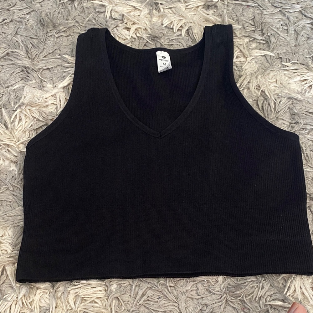 90 Degree By Reflex Black V-Neck Crop Top